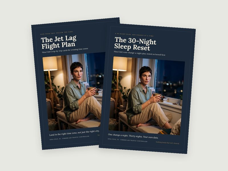 Covers of The 30-Night Sleep Reset and The Jet Lag Flight Plan